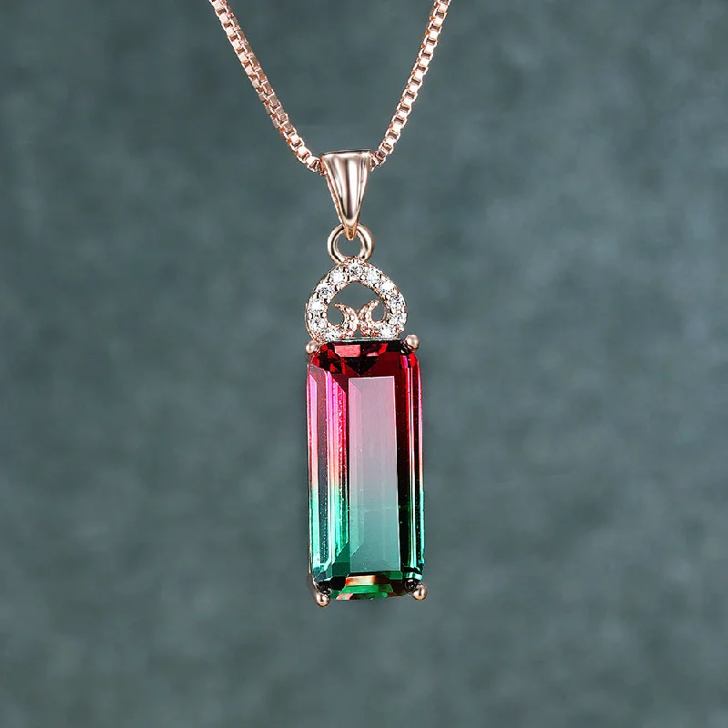 Rose Gold White Diamond Red and Green