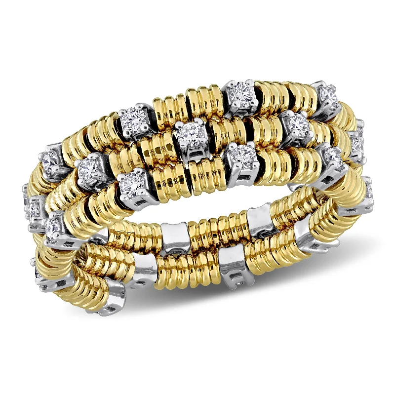 Women’s diamond ring-Miadora 1/2ct TW Diamond Triple Row Eternity Ring in 14k Yellow Gold