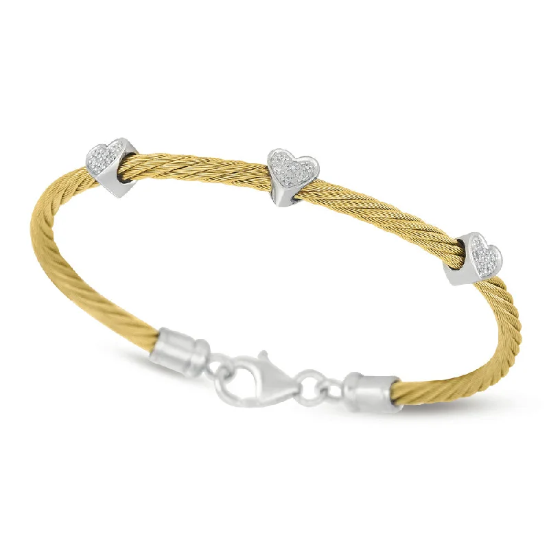 Women’s leather bangle-Diamond Cable Bangle