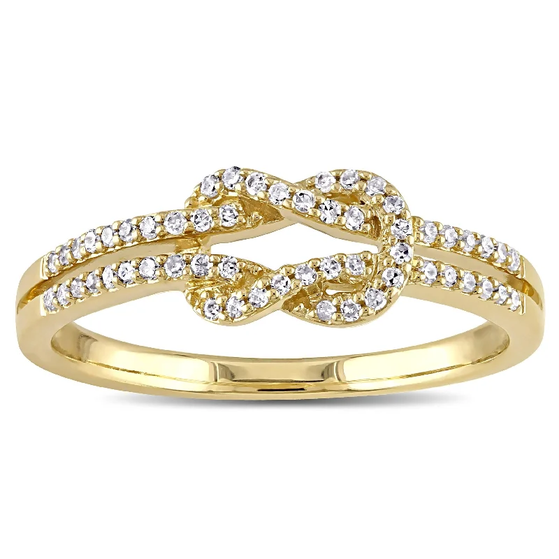 Women’s designer ring-Miadora 14k Yellow Gold 1/6ct TDW Diamond Double Row Infinity Ring - White