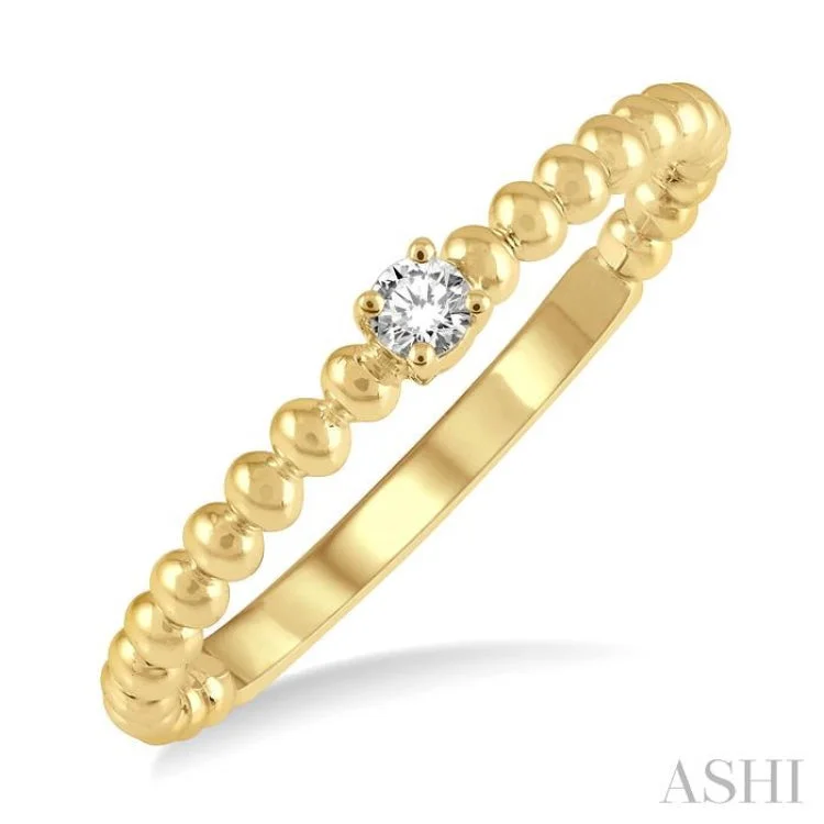 Women’s diamond solitaire rings-1/20 ctw Ball Bead Shank Round Cut Diamond Petite Promise Ring in 10K Yellow Gold