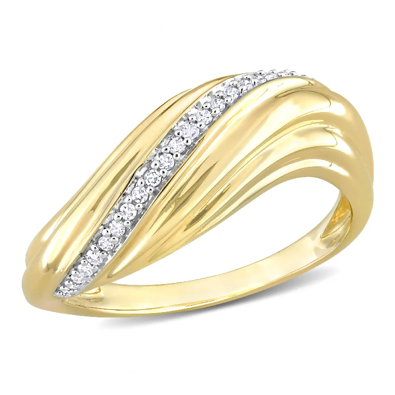 Women’s sapphire wedding ring-Miadora 1/10ct TDW Diamond Swirl Design Ring in 14k Yellow Gold