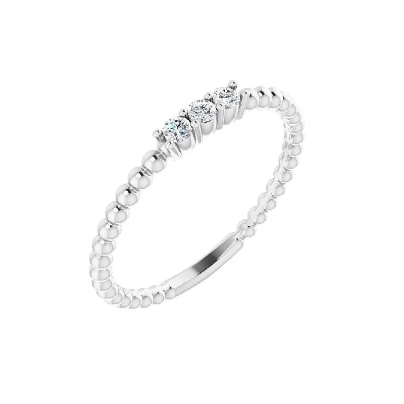 Women’s trendy ring-14K White Gold 1/10 CTW Diamond Beaded Ring for Women