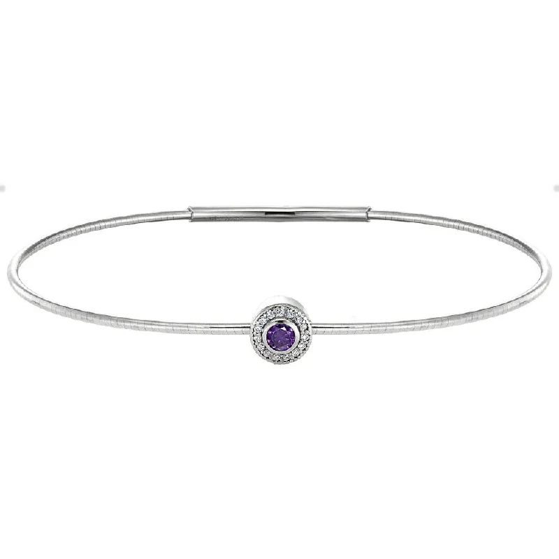 Women’s trendy bracelet-Birth Gems Amethyst Bangle