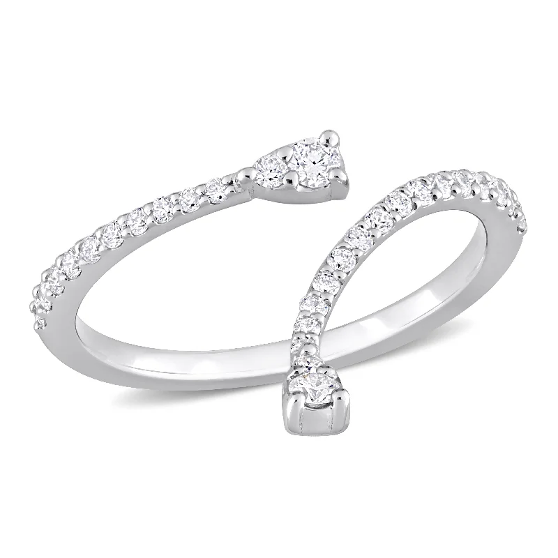 Women’s luxury ring-Miadora 1/4ct TDW Diamond Semi-Eternity Open Twist Ring in 14k White Gold