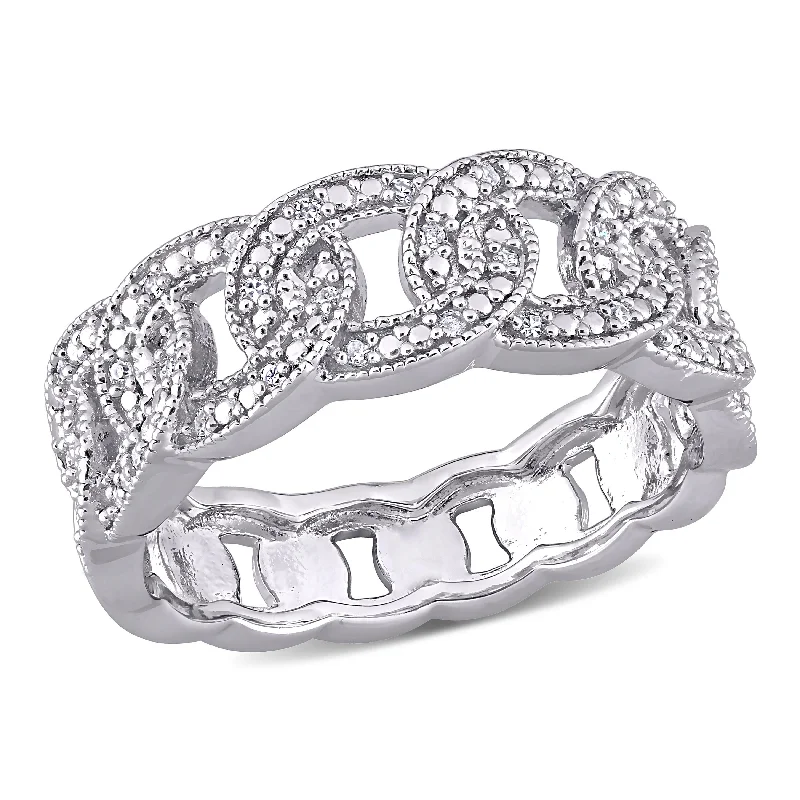 Women’s diamond halo ring-1/10ct TDW Diamond Infinity Link Eternity Ring in Sterling Silver by Miadora