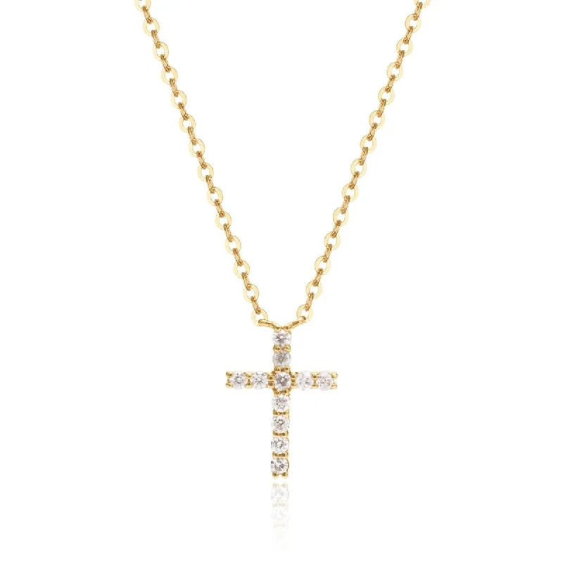 Women’s chunky gold necklace-.64ctw Diamond Small Cross 14K Gold Necklace