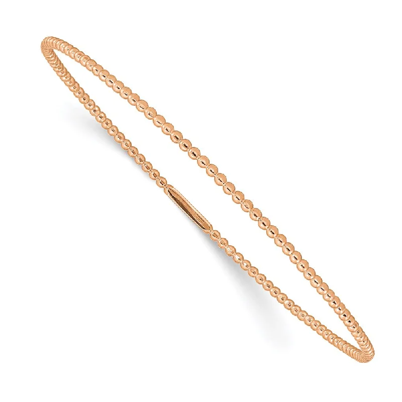 Women’s custom bracelet-14K Rose Gold Beaded Slip-on Bangle-WBC-DB650R