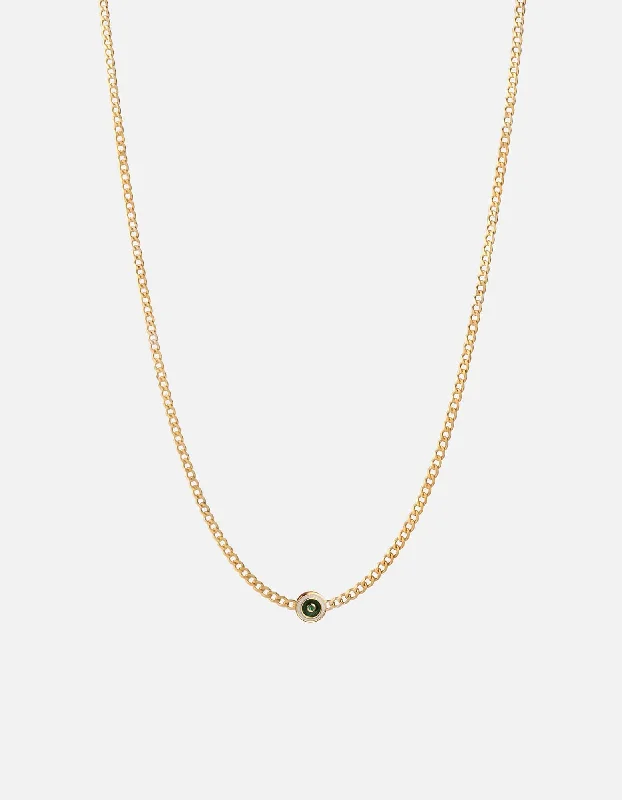 Women’s long chain necklace-Opus Chalcedony Type Chain Necklace, Gold Vermeil/Green