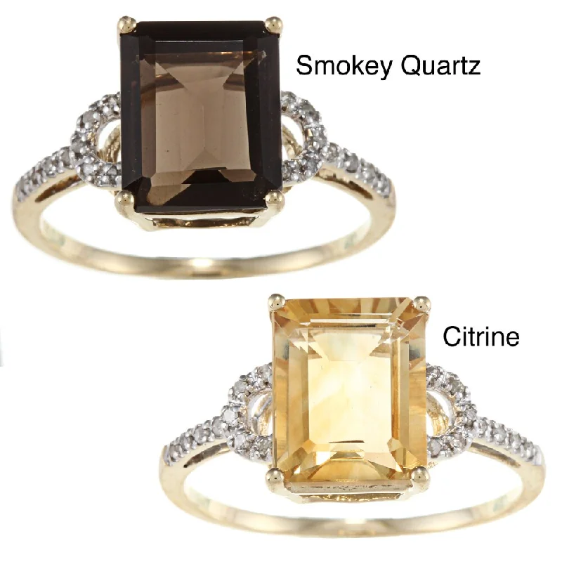 Women’s chunky ring-Viducci 10K Gold Prong-set Gemstone and 1/10Ct TDW Diamond Ring