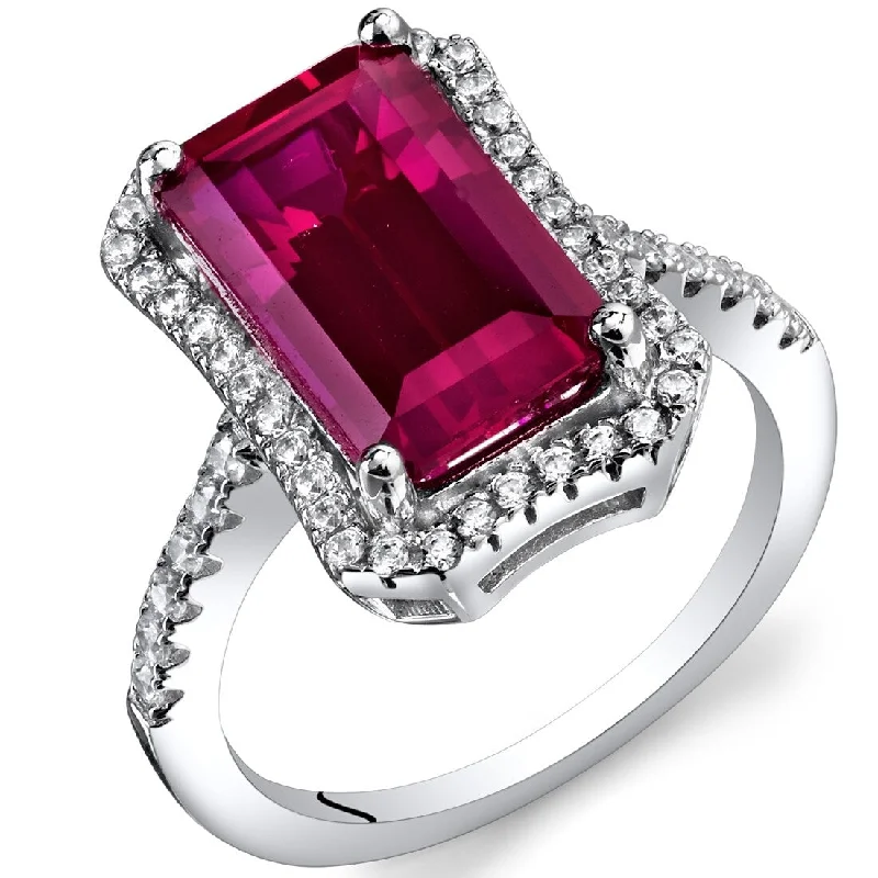 Women’s infinity knot ring-Sterling Silver 4.25 ct Created Ruby Cocktail Ring