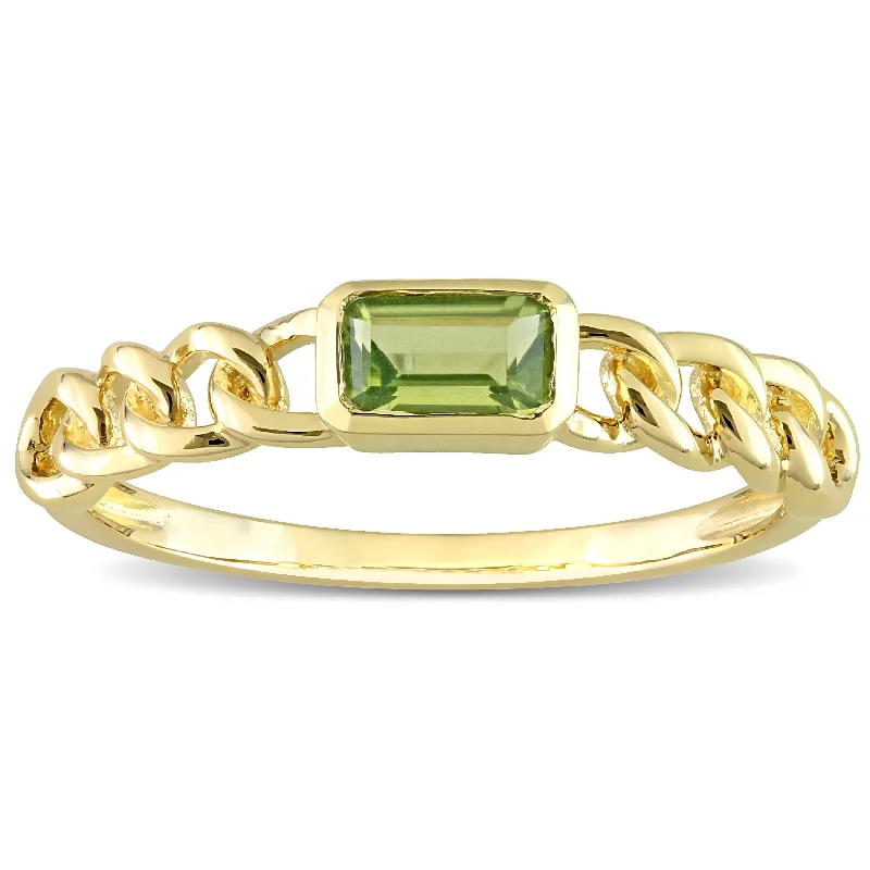 Women’s colorful ring-Miadora 10k Yellow Gold Peridot Stackable Link Ring