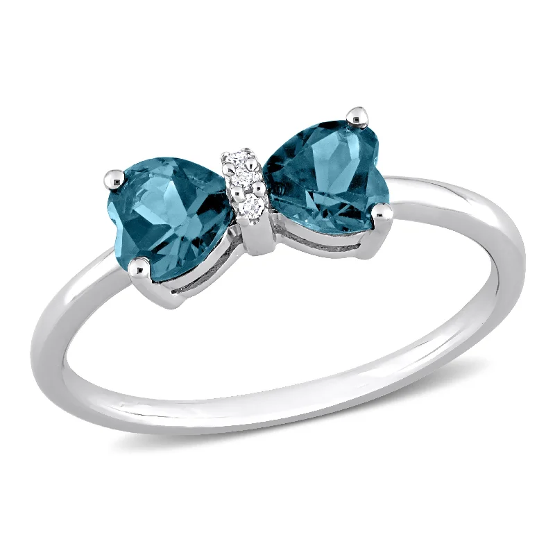 Women’s geometric ring-Miadora 1ct TGW London Blue Topaz and Diamond Accent Ring in 10k White Gold