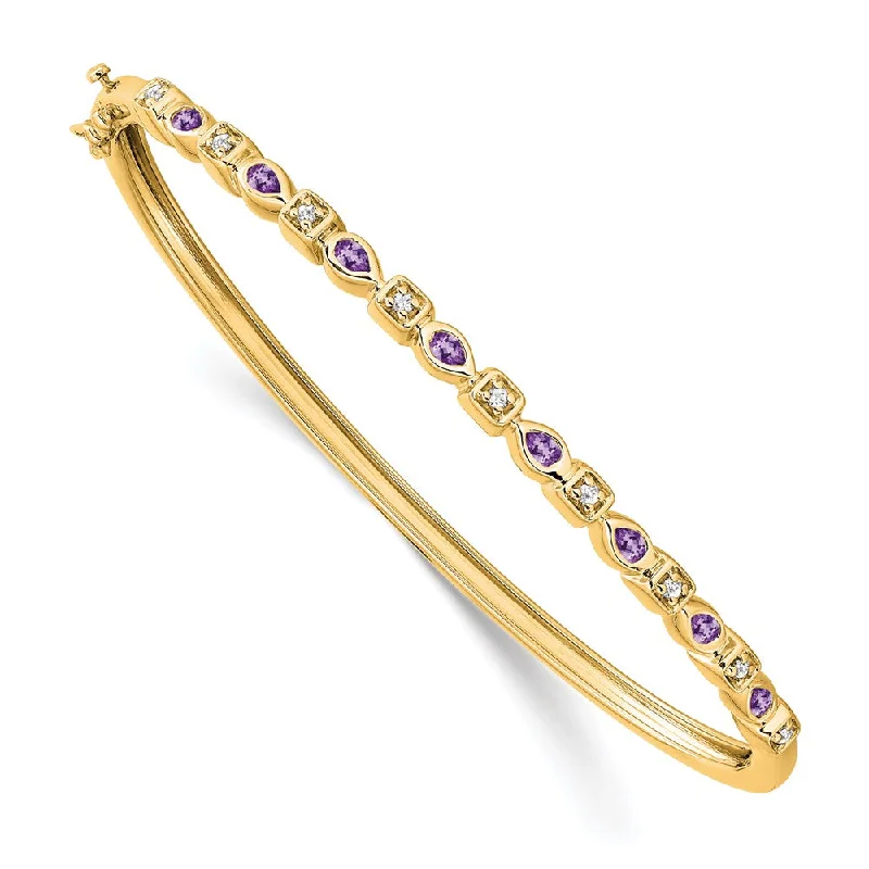 Women’s luxury bangle-14k Amethyst and Diamond Bangle-WBC-BM7222-AM-011-YA