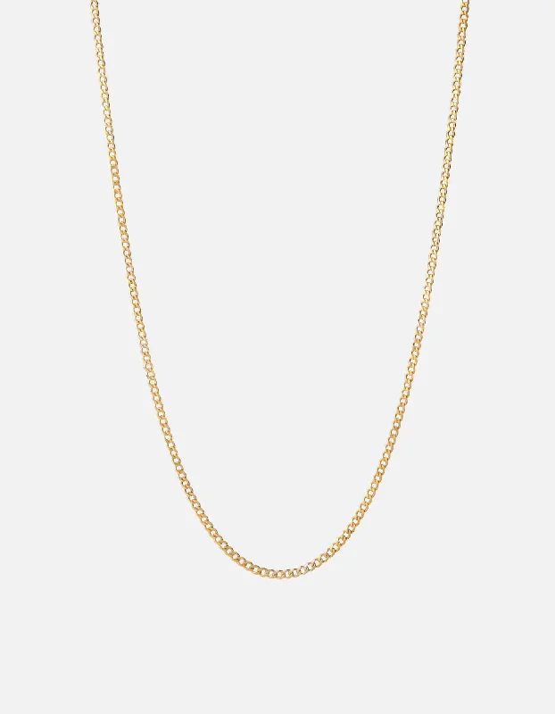 Women’s rose gold necklace-3mm Cuban Chain Necklace, Gold