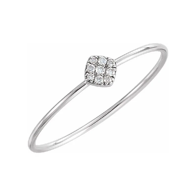 Women’s timeless ring-14K White Gold 1/8 CTW Diamond Petite Square Ring for Women