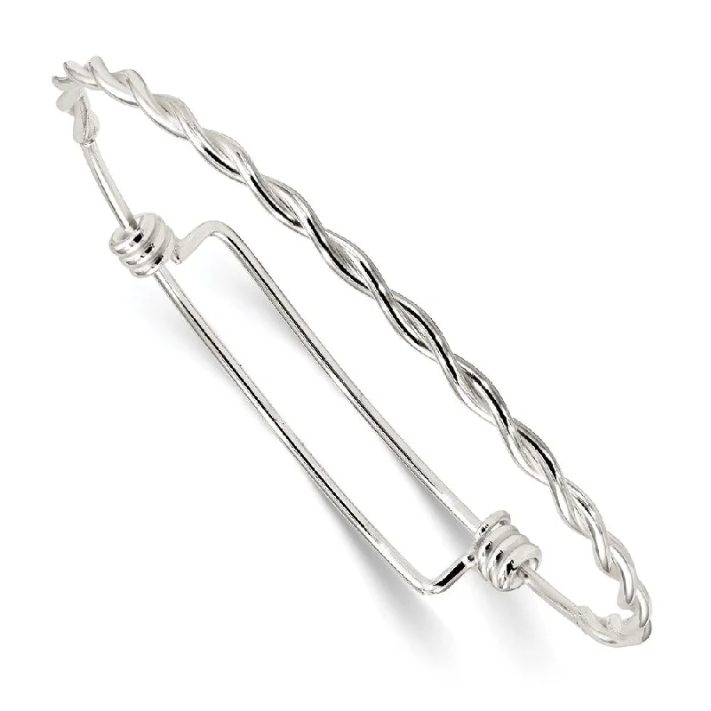 Women’s sparkling bracelet-Sterling Silver Polished Twisted Expandable Slip-On Bangle-WBC-QB1112