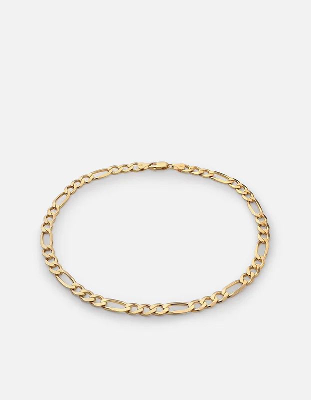 Women’s charm necklace-4.5mm Figaro Chain Choker, Gold Vermeil