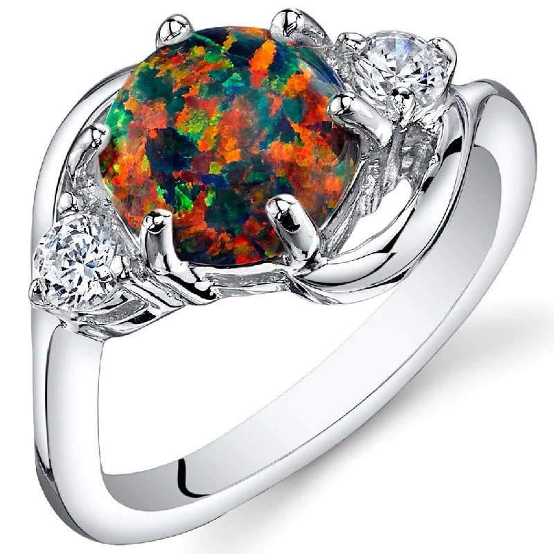 Women’s turquoise gemstone ring-Sterling Silver 1.75 ct Black Opal Ring