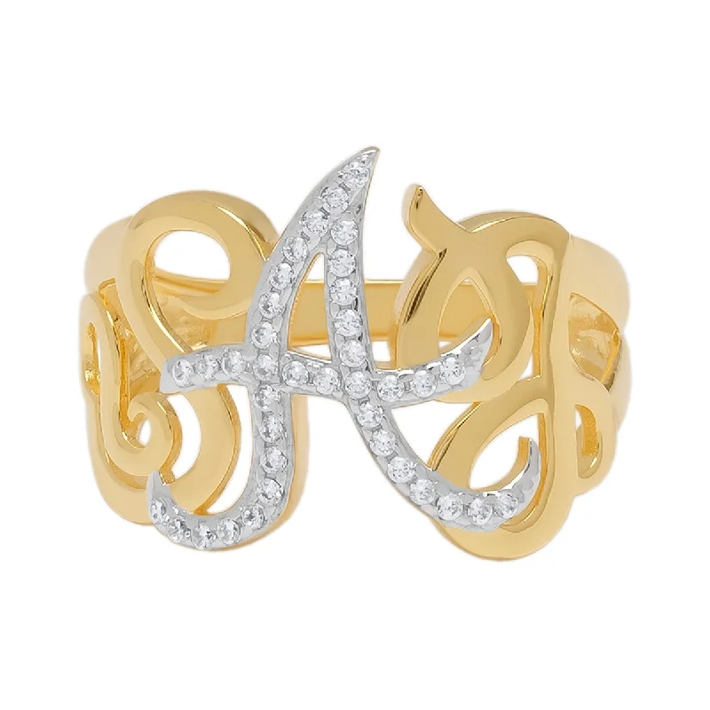 Women’s infinity knot ring-Victoria Townsend Yellow Gold over Sterling Silver and Cubic Zirconia Script Initial Ring.