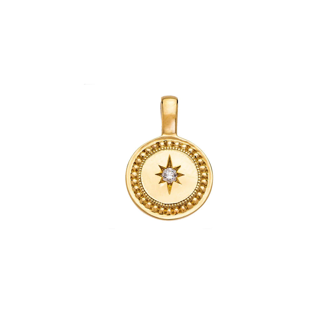 Women’s pendant necklace-P.S. Celeste Small Round Yellow Gold Charm