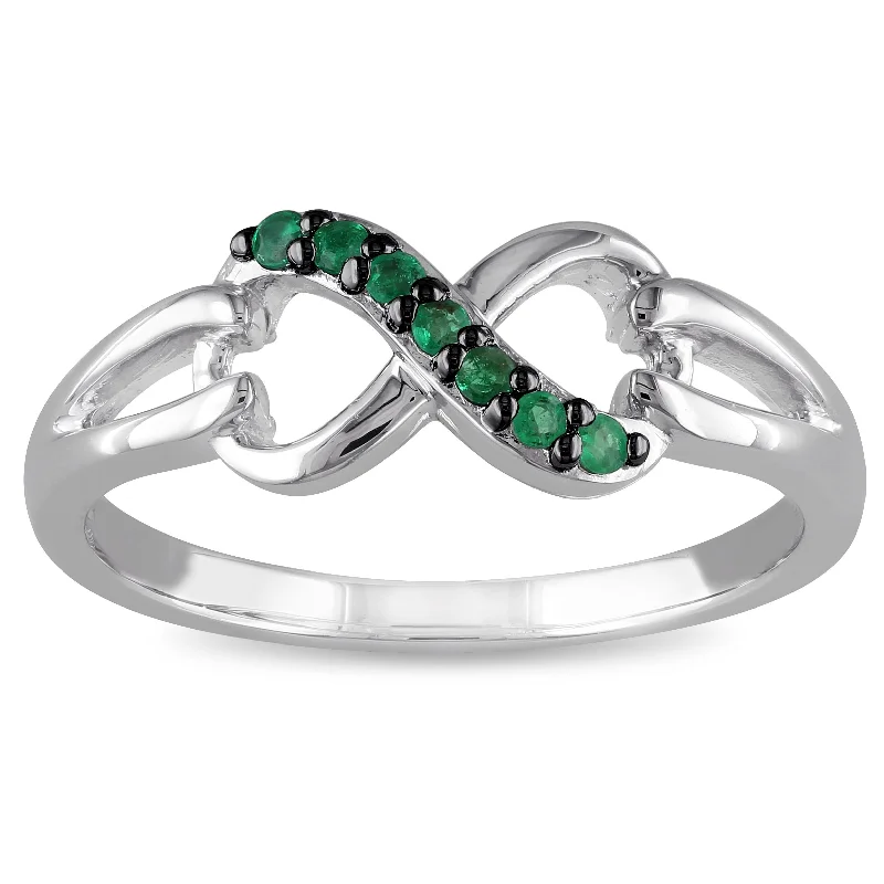 Women’s crystal ring-Miadora Sterling Silver Emerald Infinity Promise Ring