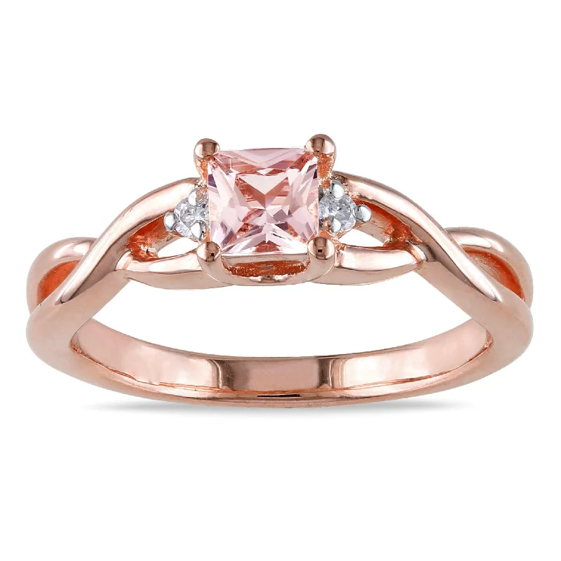 Women’s eternity ring-Miadora Rose Goldplated Silver Morganite Diamond Accent Ring