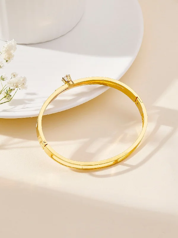 Women’s bangles set-Simple Style Letter Stainless Steel Plating Inlay Zircon 18k Gold Plated Bangle