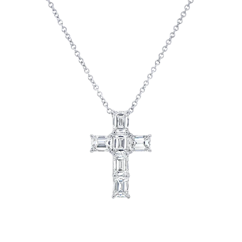 Women’s heart pendant necklace-1.23ctw Diamond Cross Brooch Pendant