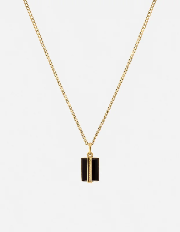 Women’s vintage necklace-Paolo Onyx Necklace, Gold Vermeil