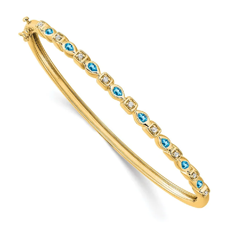 Women’s designer bracelet-14k Blue Topaz and Diamond Bangle-WBC-BM7222-BT-011-YA