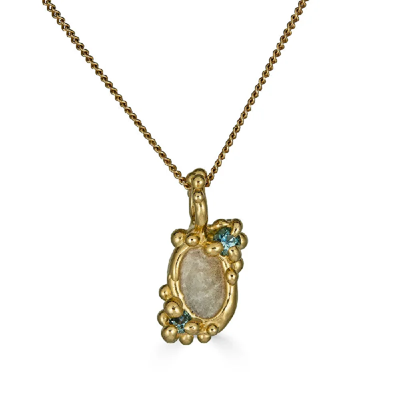 Women’s lucky charm necklace-Beach Stone Froth Necklace, 14k