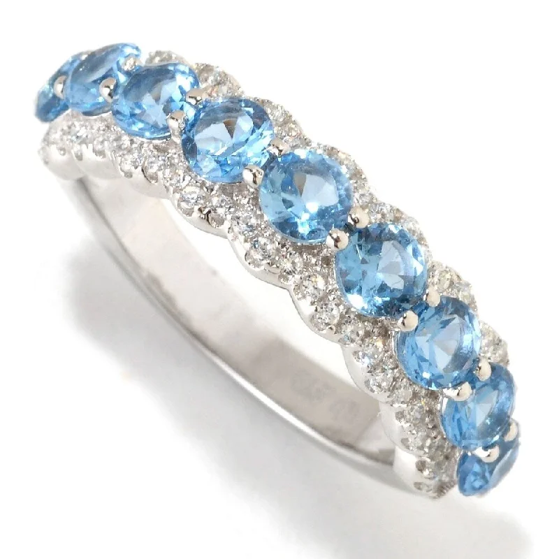 Women’s dainty ring-Platinum o/ Silver Blue Color CZ Band Ring