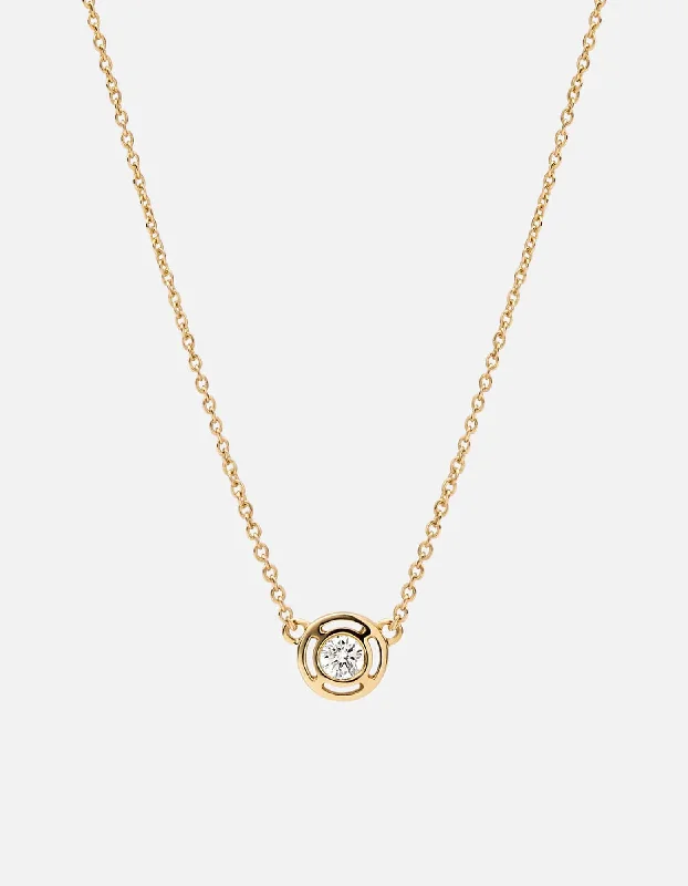 Women’s charm necklace-Luna Necklace, 14K Gold/Diamond