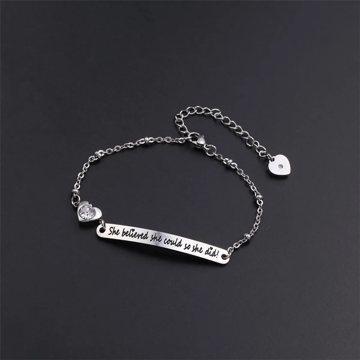 Women’s friendship bracelet-Simple Style Letter Stainless Steel Titanium Steel Polishing Plating Inlay Rose Gold Plated Bangle