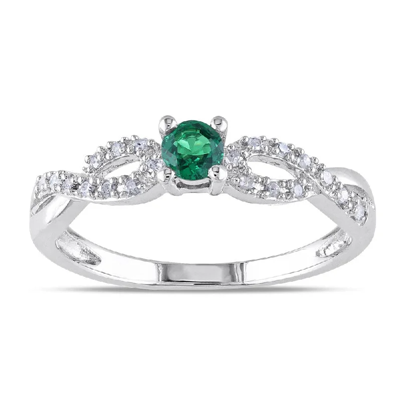 Women’s wide band ring-Miadora Silver Created Gemstone and 1/10ct TDW Diamond Ring (H-I, I2-I3)