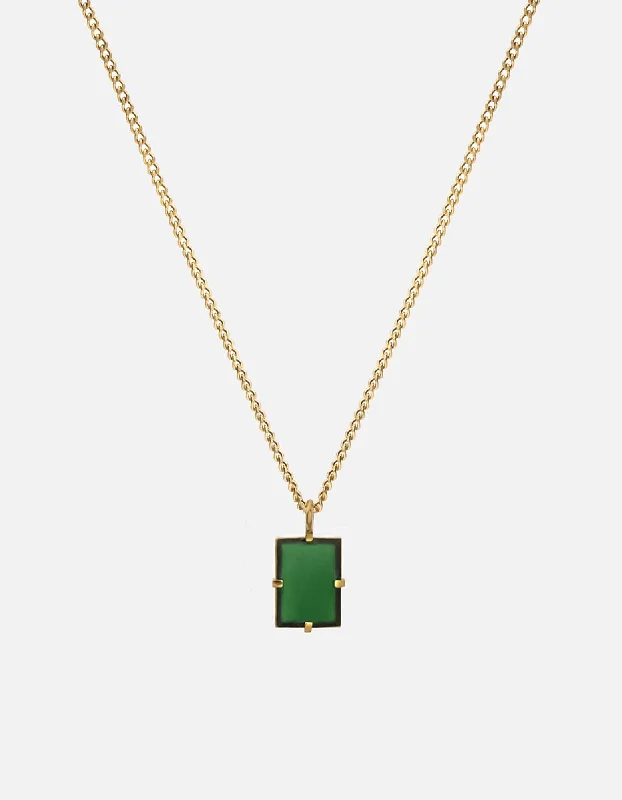 Women’s lucky charm necklace-Lennox Necklace, Gold Vermeil/Green