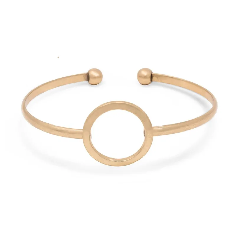 Women’s custom bangles-Geometric Bangle-Circle Antique Gold Tone