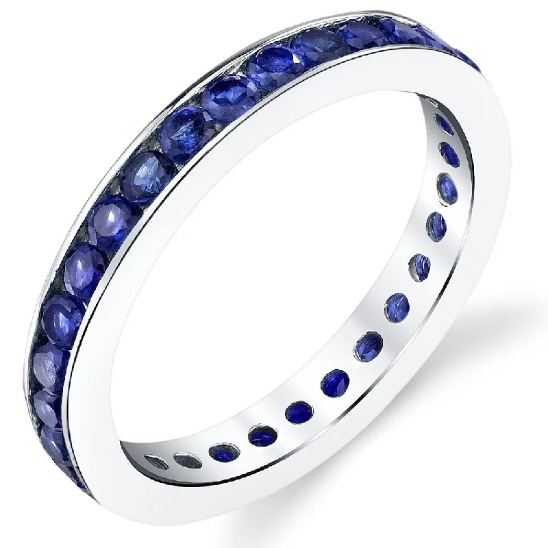 Women’s minimalist ring-Sterling Silver 1.5 ct Created Sapphire Eternity Band Ring