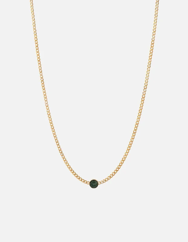 Women’s gemstone necklace-Dove Type Chain Necklace, Gold Vermeil/Teal