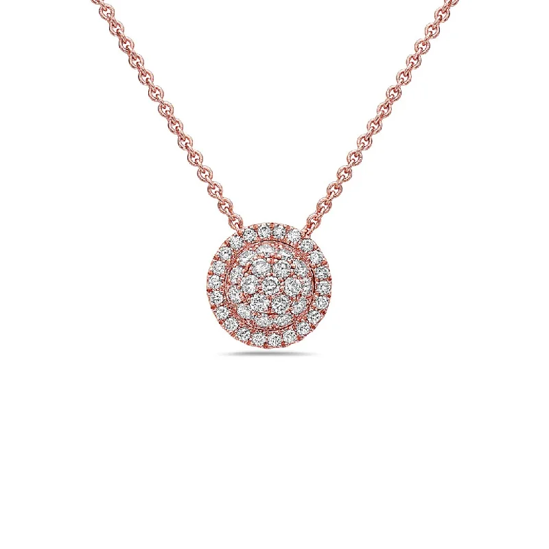 Women’s minimalist necklace-18K Rose Gold Diamond Station Necklace