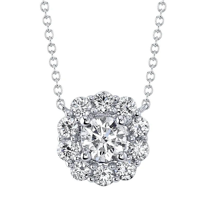 Women’s birthstone necklace-0.79ctw Diamond Cluster Necklace