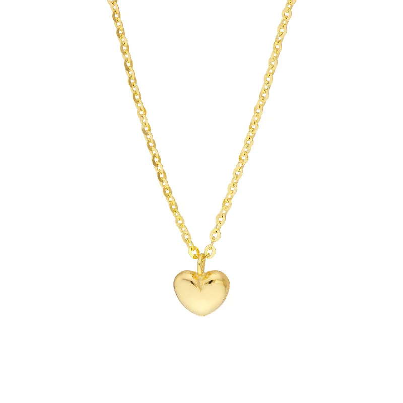 Women’s multi-strand necklace-Child 14K Yellow Gold Mini Puff Heart Necklace