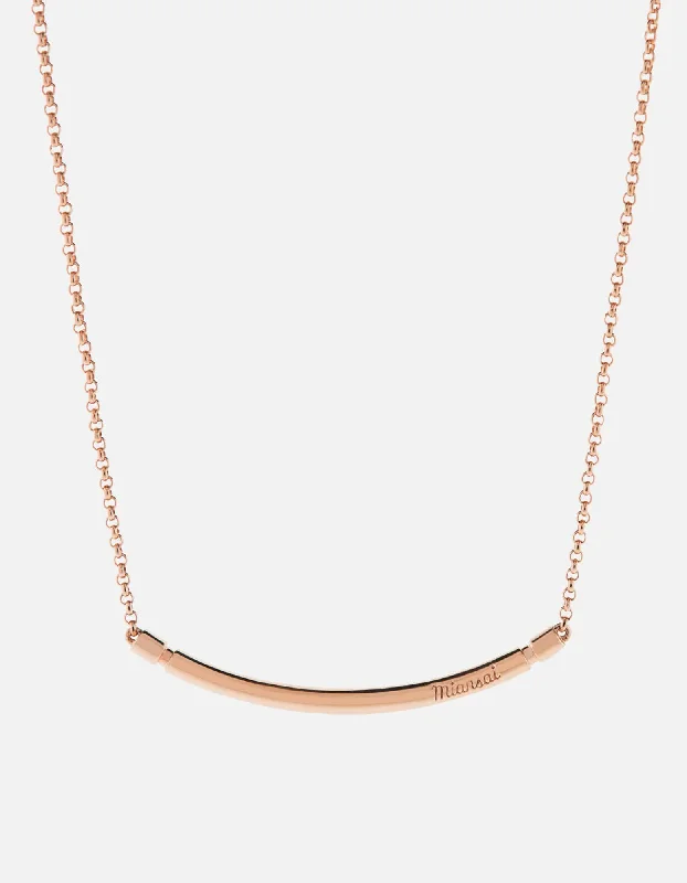 Women’s minimalist pendant necklace-Channel Necklace, Rose Vermeil