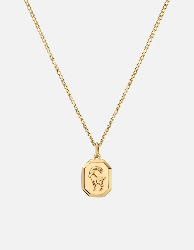 Women’s rose gold pendant necklace-Capricorn Nyle Necklace, Gold Vermeil