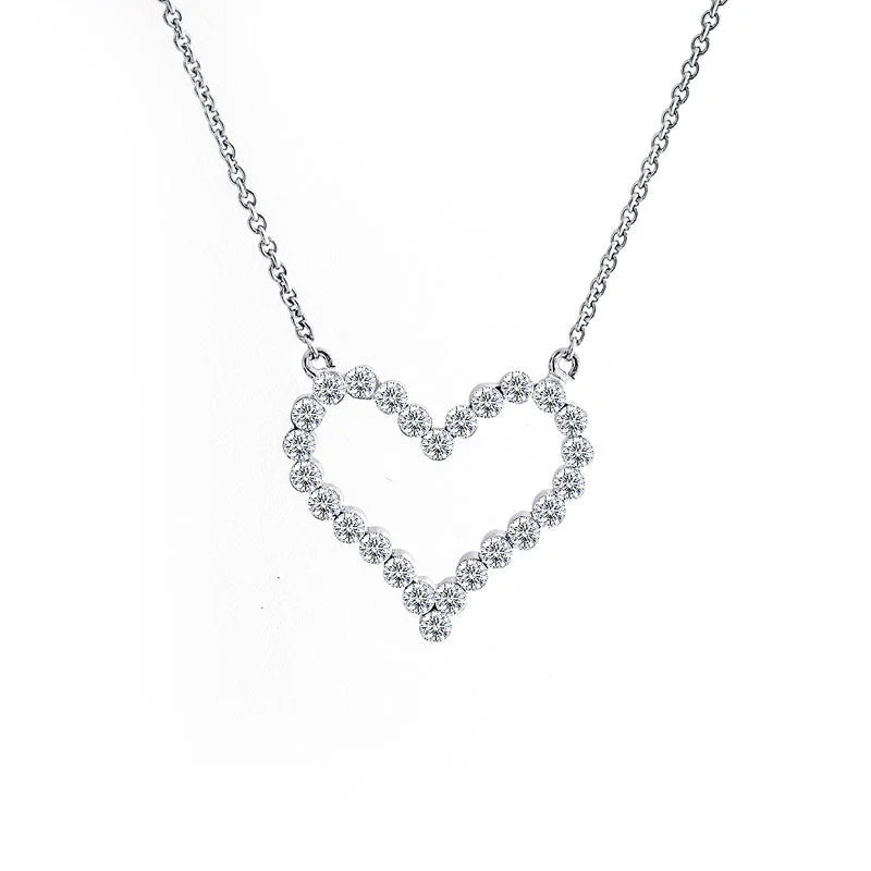 Women’s birthstone pendant necklace-Open Diamond Heart Necklace