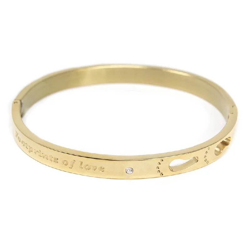 Women’s infinity bangle-Stainless St Bangle Footprints Gold Pl