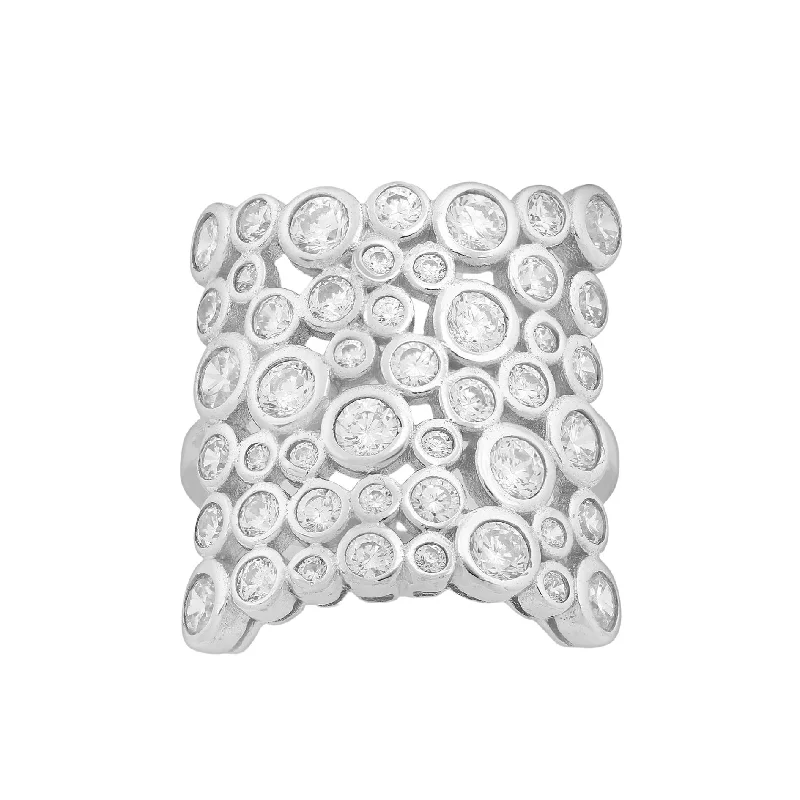 Women’s fashion ring-Cubic Zirconia and Sterling SIlver Pave Oversize Ring