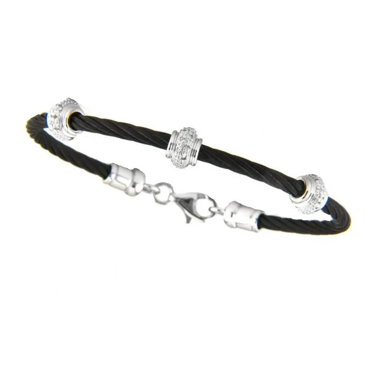 Women’s trendy charm bracelet-Diamond Cable Bangle