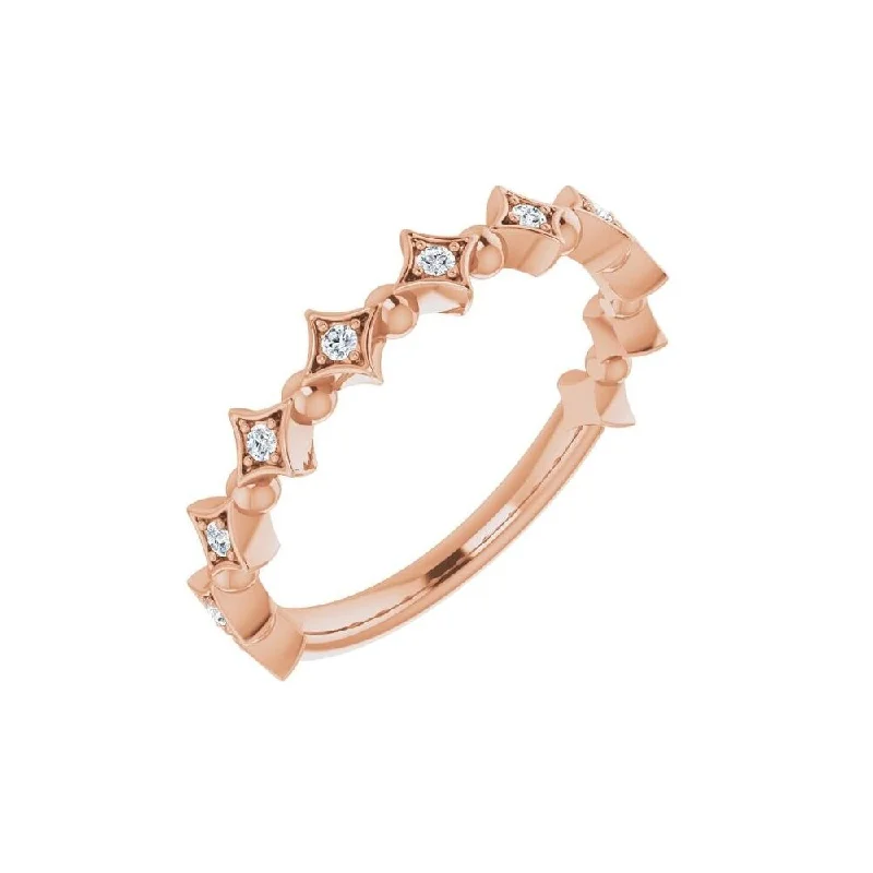 Women’s dainty ring-14K Rose Gold 1/10 CTW Diamond Stackable Ring for Women